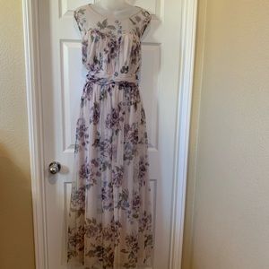 CANDALITE PLUS FLORAL MESH ILLUSTRATION MAXI DRESS